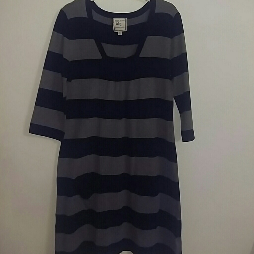 Women's navy blue and gray Pink Rose dress